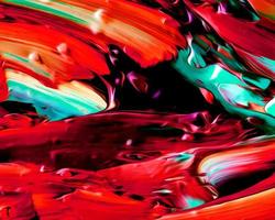 Background design of painted acrylic oil paint fluid liquid color mixture of dark red and light blue with creativity and Modern artwork photo