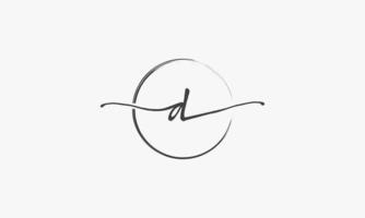 d logotipo escrito a mano con vector de diseño de pincel de pintura circular.