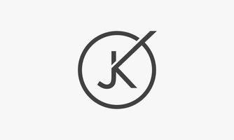 concepto de logotipo de letra círculo jk aislado sobre fondo blanco. vector