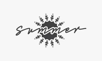 handwritten text Summer with flower graphic design vector. vector