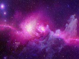 Infinite beautiful cosmos purple background with nebula, cluster of stars in outer space. Beauty of endless Universe filled stars.Cosmic art, science fiction wallpaper photo