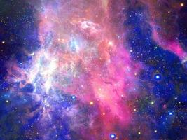 Infinite beautiful cosmos dark blue and pink background with nebula, cluster of stars in outer space. Beauty of endless Universe filled stars.Cosmic art, science fiction wallpaper