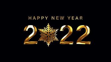 2022 Happy New Year golden text snowflakes video