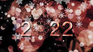 feliz ano novo 2022 ouro brilho flocos de neve bokeh video