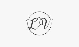 L V letter logo hand written with circle line. vector