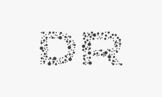 dotted letter DR logo concept isolated on white background. vector