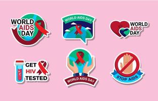 paquete de pegatinas del día mundial del sida vector