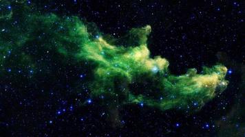 Space exploration through green head nebula video