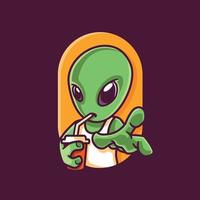Cool Alien Restaurant Cafe Logo Template