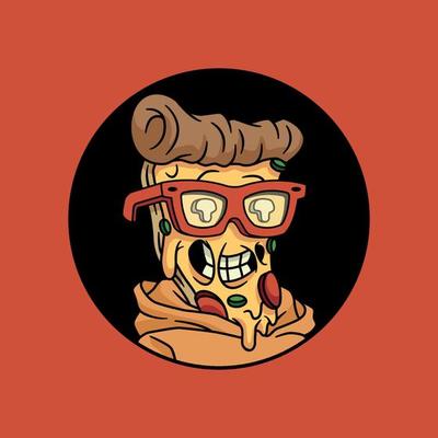 Cool Nerdy Pizza Cartoon Avatar Illustration