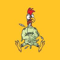 Funny Screaming Chicken Cartoon Illustration vector