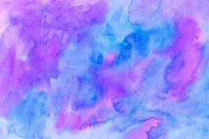 Abstract watercolor blue and purple paint background splash and handmade landscape sunset photo