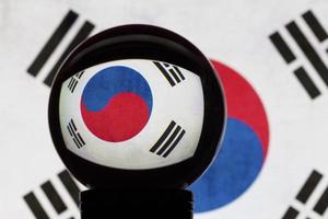 South Korea flag in reflection on a crystal ball photo