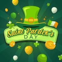 Saint Patrick's Day Hat with Clover Leaves vector