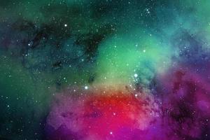 dark blue and green and purple and red colorful dramatic space with colorful galaxies and stars for background photo