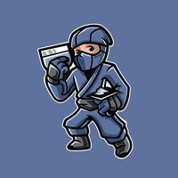 Patch Ninja Worker Cartoon Mascot vector