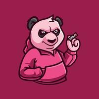 Pink Panda Wearing Hoodie Cartoon Character vector