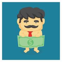 businessman bring money in front his body. anti corruption. vector illustration