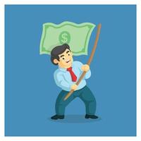 businessman bring flag of money. anti corruption. vector illustration