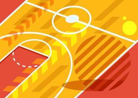 banner con cancha de baloncesto. vector