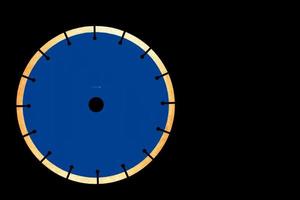 A cutting blade for cutting concrete in classic blue with diamond, 230 mm in diameter, isolated on a black background. photo