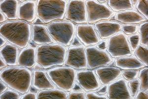 The texture of the concrete wall under the stylization of snake skin extruded from a large cobblestone, closeup. photo