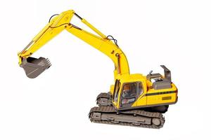 Toy model of a construction excavator isolated on a white background. photo