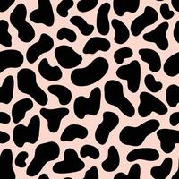 seamless pattern with black spots of cow animal skin in doodle style
