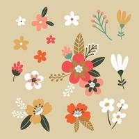 set of multicolored  clipart flowers and bouquets vector