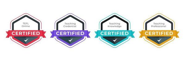 Digital badge certified for professional teaching category. Vector logo certificate icon design template.