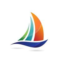 Yacht boat marine sailing colorful logo vector. travel logo icon.