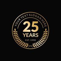Aniversario de 25 años con ilustración de diseño de plantilla de vector de oro