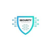 Security tech or technology logo with modern color. Intelligent cyber secure icon vector. vector