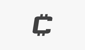 Concepto de crypto del logotipo de la letra de c aislado en el fondo blanco. vector