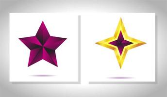 vector conjunto de estrellas doradas metálicas realistas aisladas sobre fondo blanco. Icono de estrella trofeo 3d amarillo brillante de Navidad. símbolo de liderazgo.