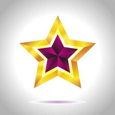 Shiny Gold Star. Christmas Illustration for design on white background