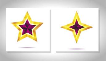 vector conjunto de estrellas doradas metálicas realistas aisladas sobre fondo blanco. Icono de estrella trofeo 3d amarillo brillante de Navidad. símbolo de liderazgo.