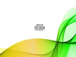 Green light yellow flowing stylish wave in white background illustration pattern vector