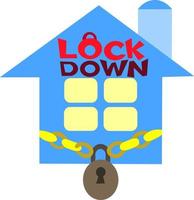 Lockdown background of the house, which is surrounded by gold chain and lock. The concept of coronavirus pandemic blocks countries in an outbreak of the virus. vector