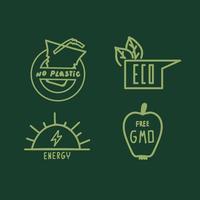 A set with organic icons. Drawn doodle Environment, with sustainable bioorganics, free of GMOs. Vector illustration