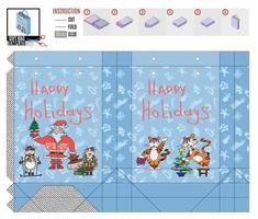 santa claus and tigers on a package holiday gift vector