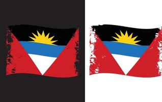 diseño de bandera de pincel grunge ondulado de antigua y barbuda