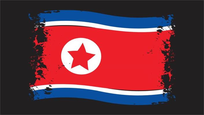 North Korea Country Transparent Wavy Flag Grunge Brush