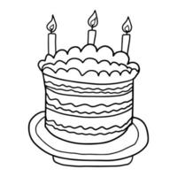 Cartoon hand drawn doodle big cake with candles vector
