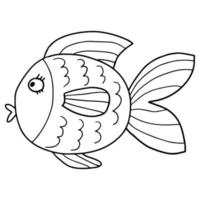 Cute cartoon hand drawn doodle Golden fish. vector