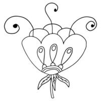 Cartoon hand drawn doodle fantasy flower vector