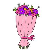 Cartoon hand drawn doodle flower bouquet vector