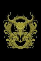 Skull goat and ornament artwork illustration vector