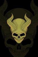 Skull with horn artwork illustration vector