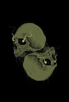 Twin skulls with saliva artwork illustration vector